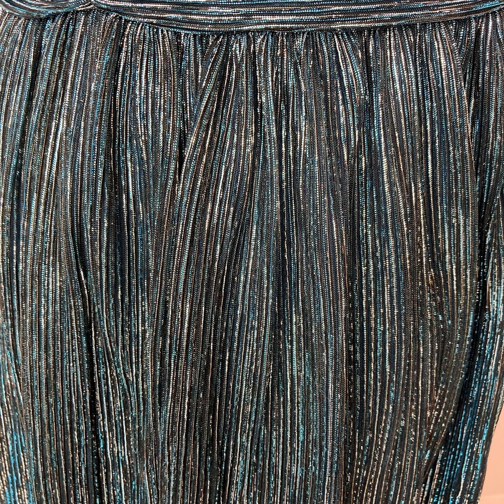 New LULUS Ailey Metallic Teal Twist Back Skater Dress Womens Size L‎ Mini Party - Picture 8 of 12